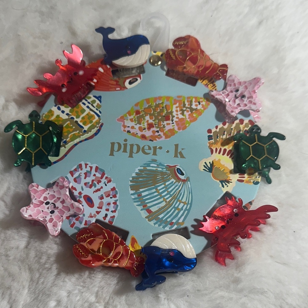 Piper K sea life set of 10 mini hair claw clips